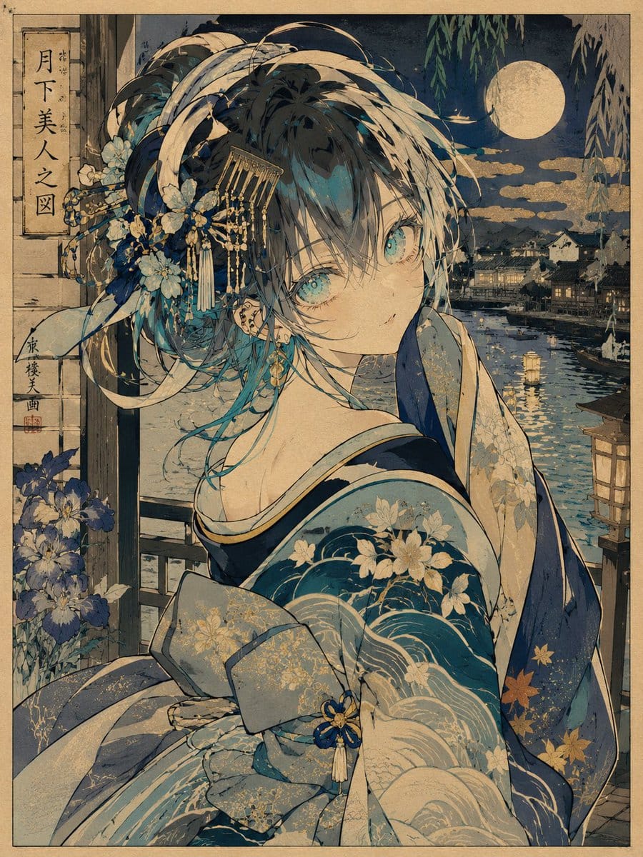 浮世绘美人画风角色艺术转换