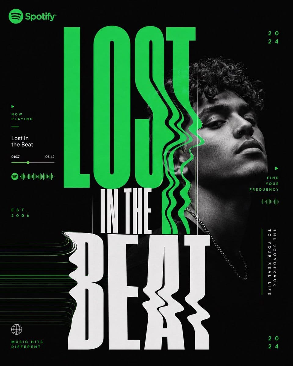 Spotify音乐营销海报：排版为视觉主角