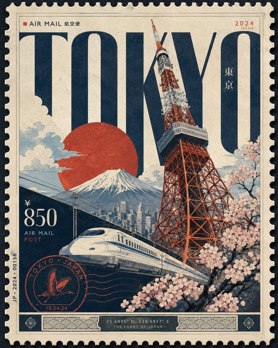 收藏级城市纪念邮票艺术海报