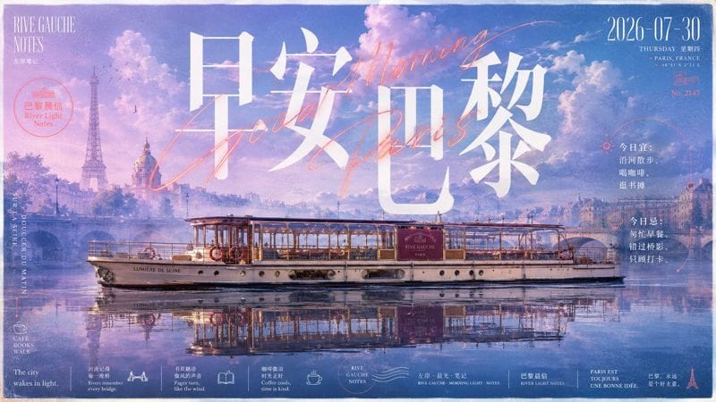 旅行刊物叙事感海报：镜面倒影与巨型标题